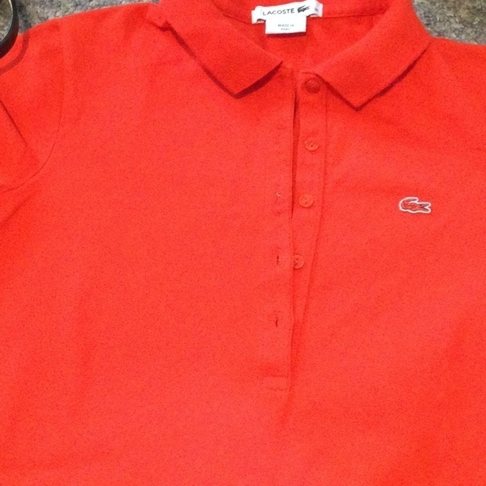 Lacoste short sleeved red golf shirt in 36